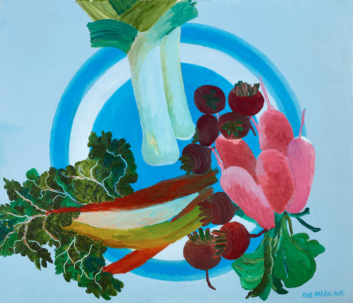 Moestuin oogst 2015 olie op doek 60x70cm